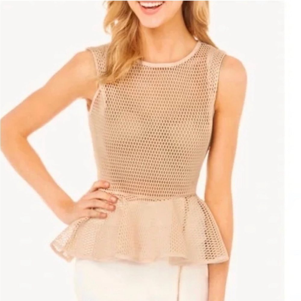 GRACIA Mesh Peplum Top